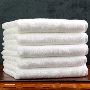5条装全棉方巾奶茶店加厚吸水不掉毛抹布白色毛巾烘焙清洁布 30cm
