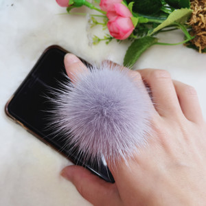 进口水貂毛球戒指 五金镀金指环可调节4.5厘米超大皮草手饰白富美