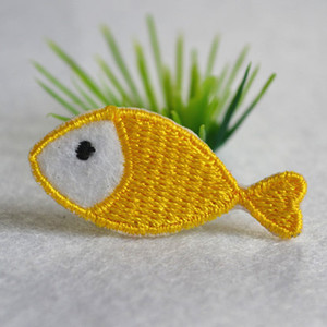 刺绣布贴牛莉衣服补丁贴布床上用品暖暖贴手工cbd布艺黄色小鱼仔