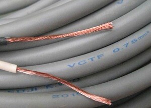 日本富士等品牌二手进口软电线电缆两股0.75平方2芯线电源线灰/黑