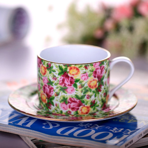 陶瓷金边咖啡杯碟套装英式下午茶具红茶杯子精致创意 大容量160ml