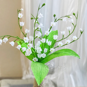 铃兰皱纹纸diy手工纸花材料包 纸艺劳技课学习套件  可做30枝