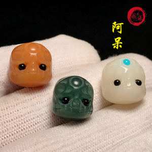 菩提子雕刻阿呆配饰件白玉卡通儿童男女文玩手串链金刚百香籽黄绿