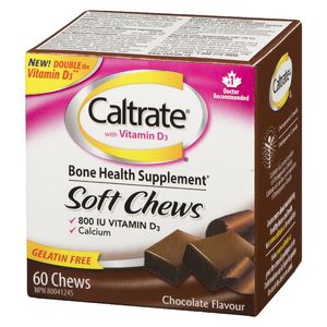 加拿大 CALTRATE/钙尔奇 钙 800IU维生素D3 巧克力/香草软糖 60粒