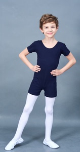 天杰儿童芭蕾舞蹈短裤男士连裤袜服男童短袖练舞棉氨纶