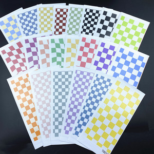 新款不规则格子 网红咕卡贴纸打底贴纸 棋盘格子纸覆膜贴纸背卡贴