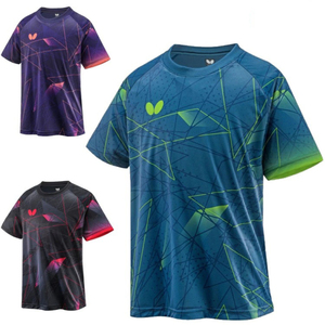 日本butterfly蝴蝶牌乒乓球运动服装男女2022新款速干短袖上衣t恤