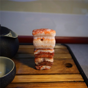 《五花肉》天然猪肉石奇石笔架笔搁石头摆件红烧肉东坡肉五花肉