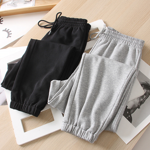 九分哈伦运动裤松紧腰系带抽绳束脚裤休闲卫裤女裤
