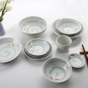 日本进口 陶瓷手绘餐具釉下彩盘碟和风盘雪花釉日式陶瓷餐具套装