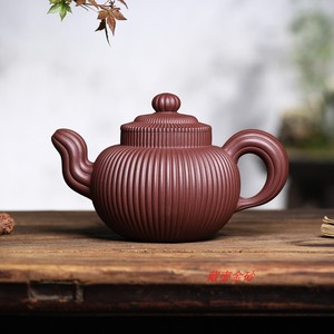 工艺美术师周云龙宜兴紫砂壶手工茶壶原矿紫泥筋纹一粒珠超大品