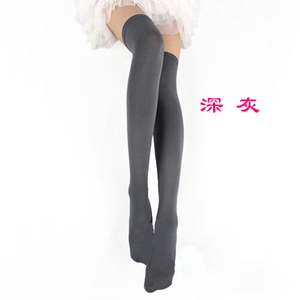 天鹅绒长筒过膝袜日系中高筒袜女裙靴丝袜学生女丝袜不透肉深灰色