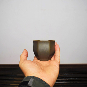 砺砂茗陶宜兴紫砂小杯古龙窑柴烧原矿主人杯家用可养六方杯品茗杯