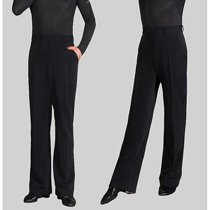 拉丁舞裤男士摩登男交谊舞裤舞裤舞蹈裤直筒黑色国标舞裤长裤子