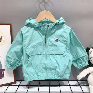 原d阿路小雨伞童装夏款儿童轻薄防晒衣服透气韩版连帽拉链皮肤衣