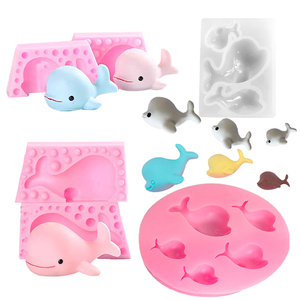 海洋系列可爱小海豚翻糖蛋糕装饰 食品级硅胶巧克力模具烘培模具