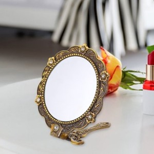 韩国小镜子迷你随身便携镜小号折叠镜旅行小巧复古欧式玫瑰化妆镜