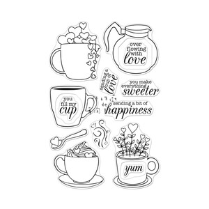 hero arts爱心咖啡饮料下午茶透明印章 美国进口卡片 cup of love