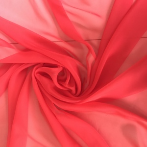 雪纺布料大红色30d纯色薄透飘仿真丝春夏季汉服古装高档纱面料