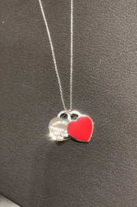 专柜正品 蒂芙尼tiffany 心型吊坠 红心 双心纯银项链 情人节礼物