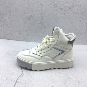品牌撤柜2021秋季新款断码处理真皮女鞋bf风韩版透气松糕底高帮鞋