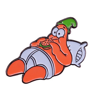 派大星躺着吃汉堡胸针可爱卡通动画海绵宝宝徽章pin