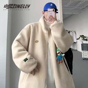 insoversize小尼力羊羔毛绒外套棉服冬季加绒加厚ins潮流宽松棉衣