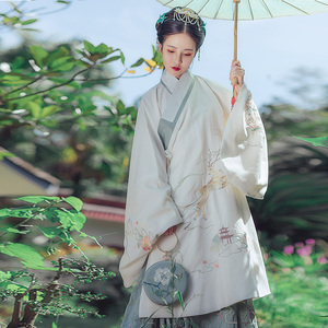 都城南庄秋冬款交领长袄原创绣花日常款汉服女明制长袄