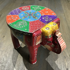 手绘小凳子 东南亚印度复古彩绘大象玄关凳儿童小板凳 实木换鞋凳
