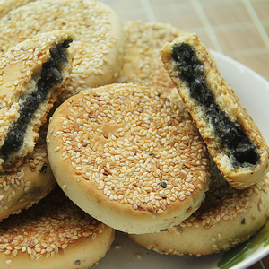 徽饼老式徽州麻饼黑芝麻馅饼芝麻饼传统糕点心黄山老街土宏村月饼