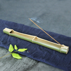 竹节陶瓷线香香插 中式仿真竹子香座香托 景德镇手工创意摆件