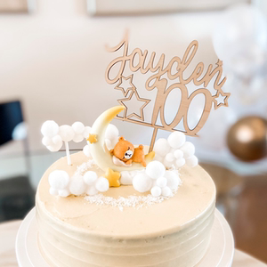 100days cake topper宝宝100天纪念蛋糕装饰拍照道具定制名字插牌