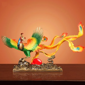 《凤鸣朝阳》火凤凰摆件纯铜百鸟朝凤客厅轻奢玄关乔迁装饰工艺品