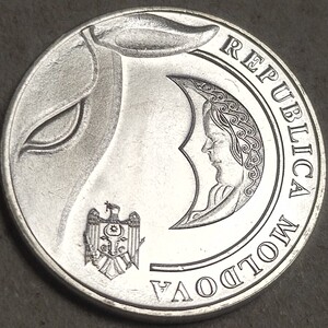 【满30包邮】欧洲 摩尔多瓦 牛头月亮 外国硬币外币钱币收藏全新