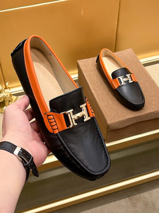 爱马仕适用夏季男士h扣高端时尚套脚懒人鞋韩百搭潮流豆豆鞋男鞋