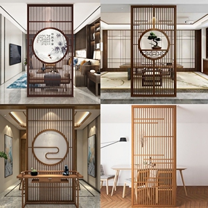 网红玄关隔断正对大门玄关屏风现代新中式入户玄关墙卧室进门遮挡