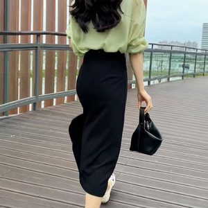 官方旗舰店夏易菲女装包臀高腰中长款黑色女2023夏季大码气质新款
