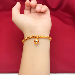 周大福星黄金圆珠手链女金串珠圆球手链18k足金999纯金包银手链