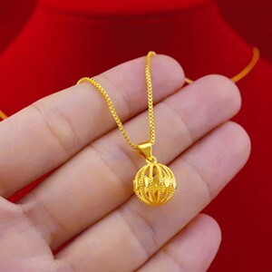 老凤祥和999足金黄金玲珑转运珠金项链时尚百搭镂空吊坠24k金项链