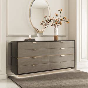 索菲亚意式极简实木八斗柜卧室轻奢五斗收纳储物柜客厅餐边柜入户