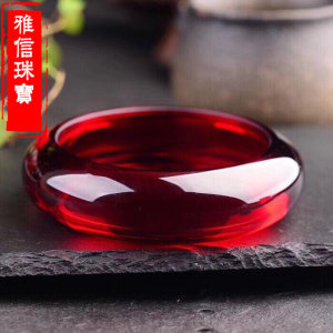 正品血珀手镯蜜蜡琥珀酒红净水手镯养颜美容原石饰品本命年礼物