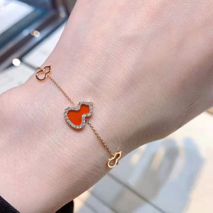 巴黎代购 qeelin 麒麟手链 18k玫瑰金带钻 满钻 三葫芦 女士手环