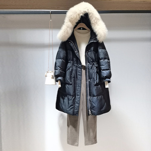 优美世界正品女装冬季纯色百搭毛领146g充绒抽绳款羽绒服dc4y3029