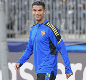 曼联球衣长袖秋冬季半拉链训练服男女运动夹克外套足球7号c罗同款