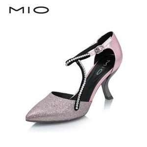 全新专柜正品MIO/米奥国内代购撤柜女士头层牛皮拼珠光布高跟单鞋