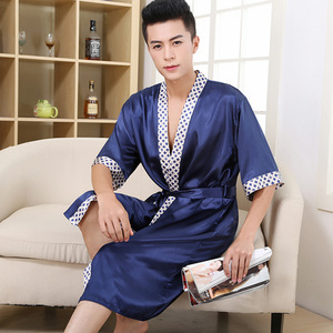 芬腾官方夏季男士真丝睡袍男装高贵丝绸连体睡衣男款夏天丝质长款