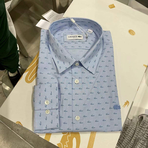 正品 lacoste(法国鳄鱼)男纯棉透气经典修身商务休闲长袖衬衫1人付款