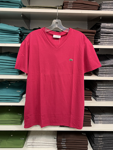 Lacoste/法国鳄鱼 男士V领匹马棉经典透气短袖T恤TH6709