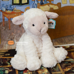 英国jellycat波浪毛小羊羔宝宝毛绒安抚玩具公仔娃娃白色小绵羊