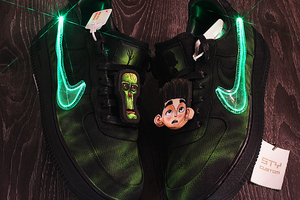 sty custom nike air force 1 af1 全黑低帮 手绘改制 通灵男孩